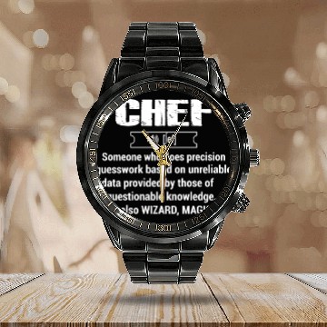 Discover chef, chef funny, chef skull and cleavers, swedish Calendar Steel Band Watch