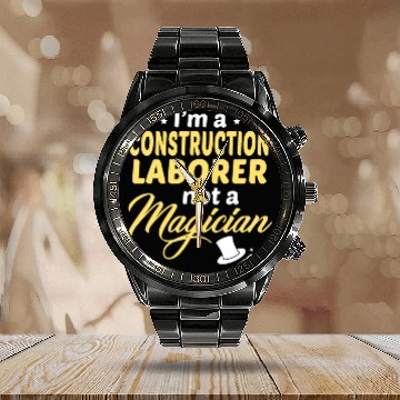 Discover Construction Laborer Calendar Steel Band Watch