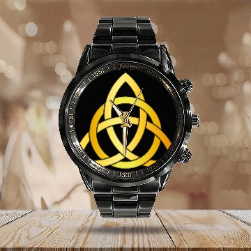 Discover Original Triquetra circle celtic knot gold Calendar Steel Band Watch