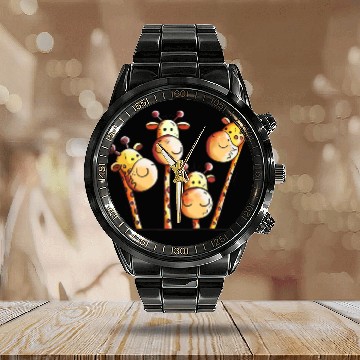 Discover Giraffe Family - Giraffes - Kids - Comic -Gift Calendar Steel Band Watch