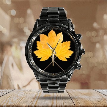Discover Three maple leaves Calendar Steel Band Watch