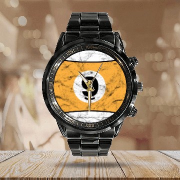 Discover Billiard ball yellow nine - vintage Calendar Steel Band Watch