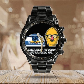 Discover Funny Star Wars droids comic Calendar Steel Band Watch