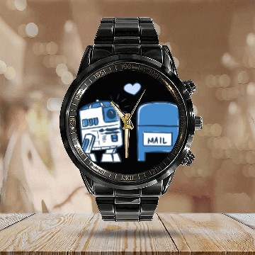 Discover Funny Star Wars r2d2 comic Calendar Steel Band Watch