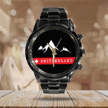 Discover Switzerland, Mountains, Alps, Swiss, Nature, Snow Calendar Steel Band Watch
