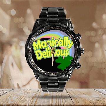 Discover Magically Delicious Shamrock Calendar Steel Band Watch