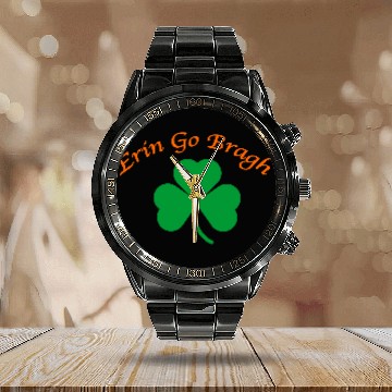 Discover Erin Go Bragh Shamrock Calendar Steel Band Watch