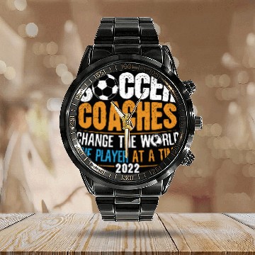 Discover Soccer Coach Appreciation Quote 2022 Sleeveless Calendar Steel Band Watch