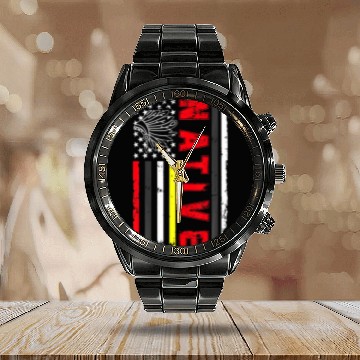 Discover Native American Day Vintage Flag USA Native Americ Calendar Steel Band Watch