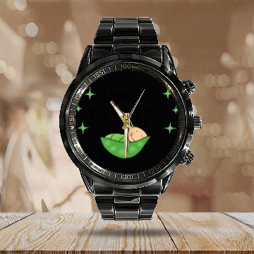 Discover Pea In My Pod Calendar Steel Band Watch