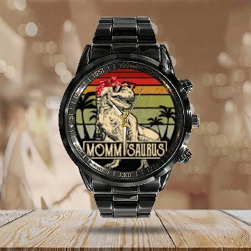 Discover Mother's Day Mamasaurus T Rex Dinosaur Mama Mom Sa Calendar Steel Band Watch