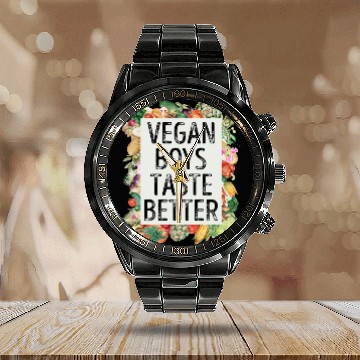 Discover vegan boys taste better sleeveless Calendar Steel Band Watch