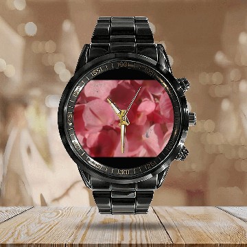 Discover Pink geranium: almost solid Light pink Calendar Steel Band Watch