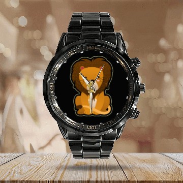 Discover Lion and Paw Prints Calendar Steel Band Watch
