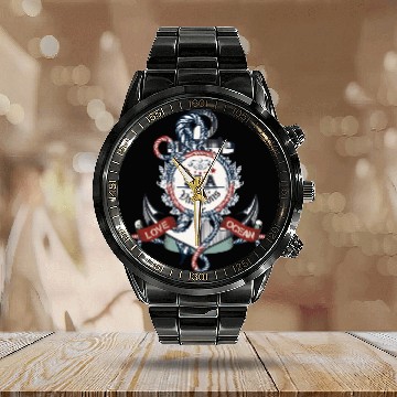 Discover Red & Navy Blue Anchor Calendar Steel Band Watch