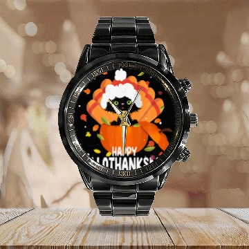 Discover Happy Hallothanksmas Thanksgiving Halloween Cute K Calendar Steel Band Watch