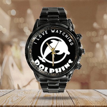 Discover I Love Watching Dolphins, Orcas, Whales Cute Desig Calendar Steel Band Watch