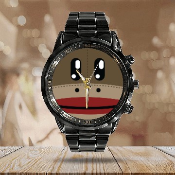 Discover Sock Monkey Face Products Calendar Steel Band Watch
