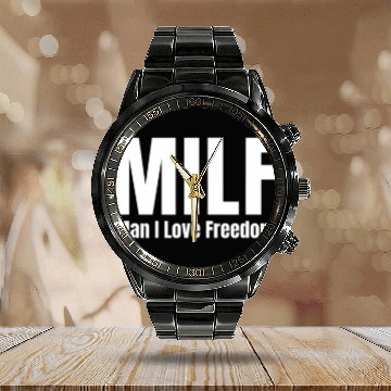 Discover MILF - Man I Love Freedom Calendar Steel Band Watch