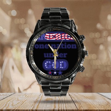 Discover USA Casual Short Sleeve American  Tops Calendar Steel Band Watch