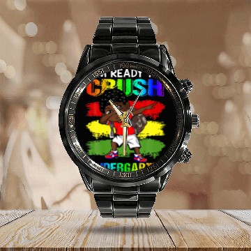 Discover I'm Ready To Crush Kindergarten Black Boy Back To Calendar Steel Band Watch