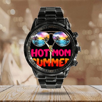 Discover Hot Mom Summer Beach Leopard Sunglasses Mother's D Calendar Steel Band Watch