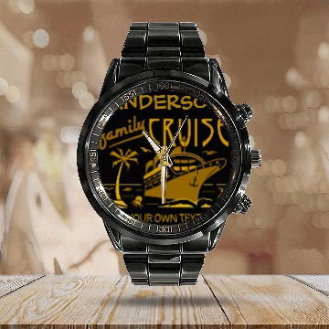 Discover Family Cruise Vacation Ship Custom Name + Text V2 Calendar Steel Band Watch