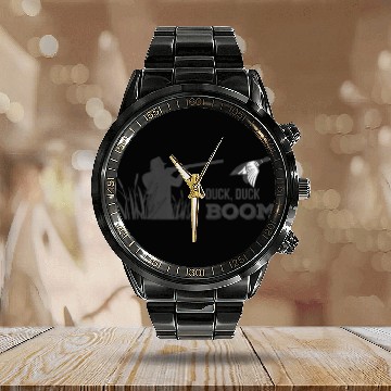 Discover Funny Duck Hunting: Duck Duck Boom T Calendar Steel Band Watch