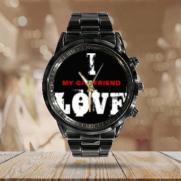 Discover I Love My Girlfriend Custom Text Personalized Calendar Steel Band Watch