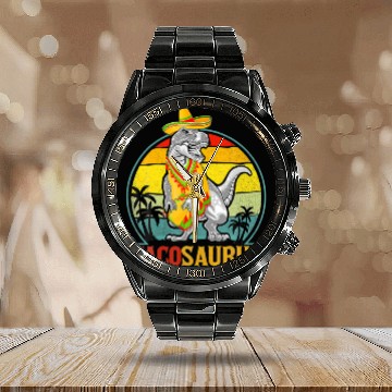 Discover Tacosaurus Rex Cinco De Mayo Toddler Mexican Sombr Calendar Steel Band Watch