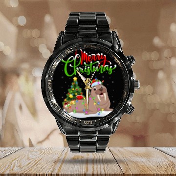 Discover Funny Walrus Fish Lover Xmas Lighting Walrus Chris Calendar Steel Band Watch