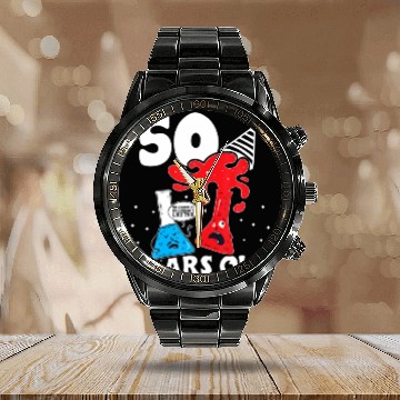 Discover Physics Chemistry 50 Years Old Birthday , Science Calendar Steel Band Watch