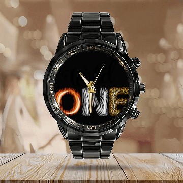 Discover Cute Wild One 1st Birthday Calendar Steel Band Watch