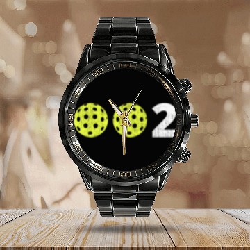 Discover Funny Pickleball 002 Score Pickle Ball Lover Playe Calendar Steel Band Watch