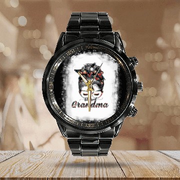 Discover Grandma Messy Bun Women Happy Easter, Mothe Calendar Steel Band Watch