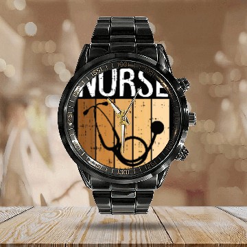 Discover Nurse Stethoscope Black History Month BLM Melanin Calendar Steel Band Watch
