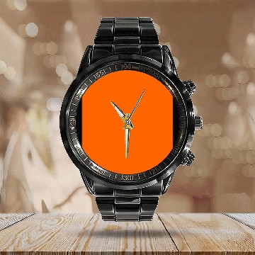 Discover Orange Solid Color Calendar Steel Band Watch