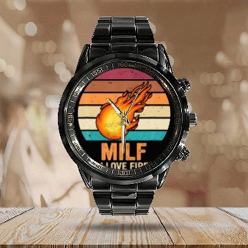 Discover Milf Man I Love Fireball Meteor Astronomy Calendar Steel Band Watch