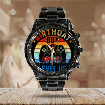 Discover Kids 8Th Birthday Boy Time To Level Up 8 Years Old Calendar Steel Band Watch
