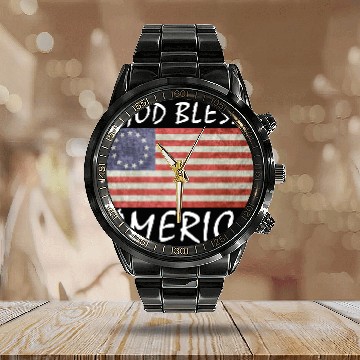 Discover Betsy Ross Flag god bless America t Calendar Steel Band Watch