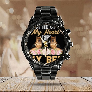 Discover German Shepherd First He Stole My Heart Funny Dog Calendar Steel Band Watch