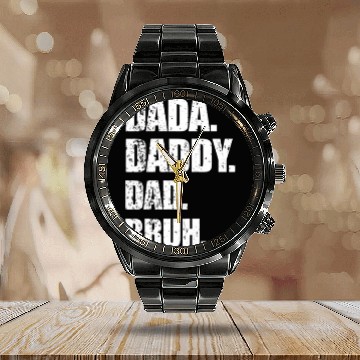 Discover Vintage Dada Daddy Dad Bruh Daddy And Me Retro Fat Calendar Steel Band Watch
