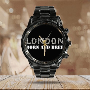 Discover London Born and Bred Pearly Buttons Personalised Calendar Steel Band Watch