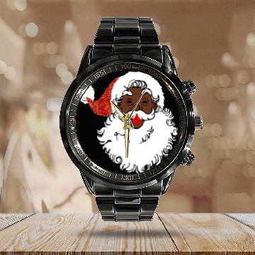 Discover sequin African santa claus Calendar Steel Band Watch