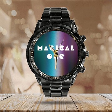 Discover cute personalized holographic Calendar Steel Band Watch