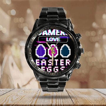 Discover Gamer Love Easter Egg Pixel Video Game Boy Easter Calendar Steel Band Watch