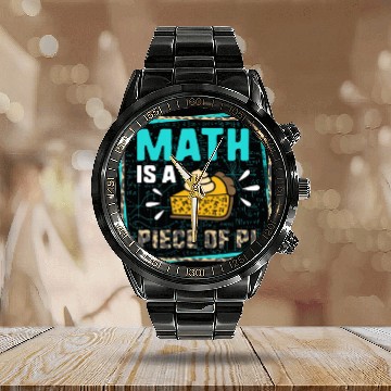 Discover Pi Day Math Is A Piece Of Pie Math Teacher 3.14 Ma Calendar Steel Band Watch