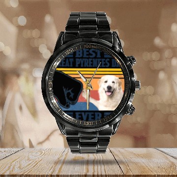 Discover Best Great Pyrenees Dad Ever Vintage Father Day Calendar Steel Band Watch