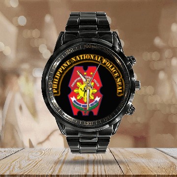 Discover Philippine National Police Seal with Text Calendar Steel Band Watch