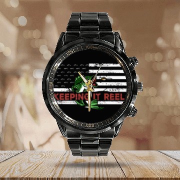 Discover Involves TURKEY Hunting And  DEEP SEA Fishing Coun Calendar Steel Band Watch